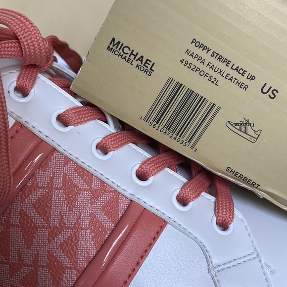 MICHAEL KORS POPPY STRIPE LACE UP NAPPA FAUX LEATHER SHERBERT WMNS - Picture 16 of 16